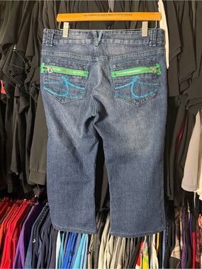 True People Cropped Capri Jeans Womens Size 11 / 30” Waist Y2K Zipped Pockets
